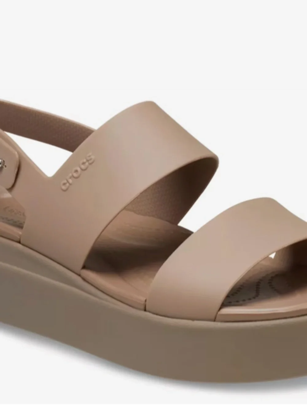 CROCS Brooklyn Low Wedge LiteRide in Taupe Size 8